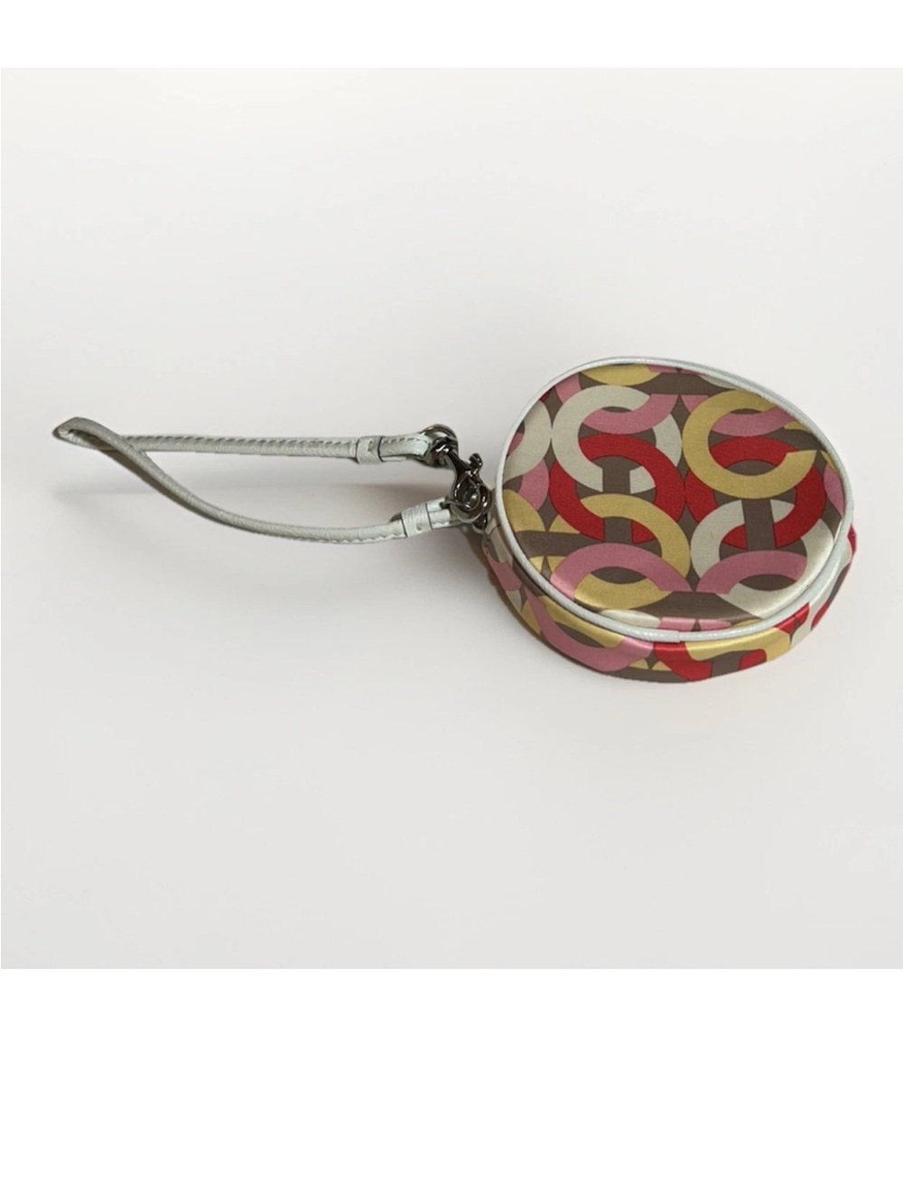 Coach Round Wristlet Coin Case Multicolor Op-Art Chain Print *Vintage* 2004